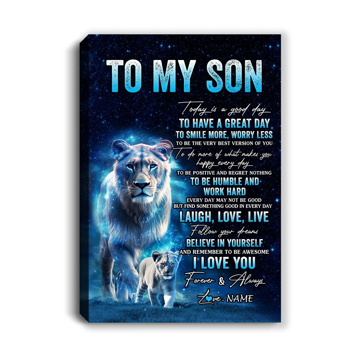 Personalized To My Son Lion Canvas From Mom Mother Today Is A Good Day Son Gifts Birthday Graduation Christmas Custom Wall Art Print Framed Canvas | siriusteestore