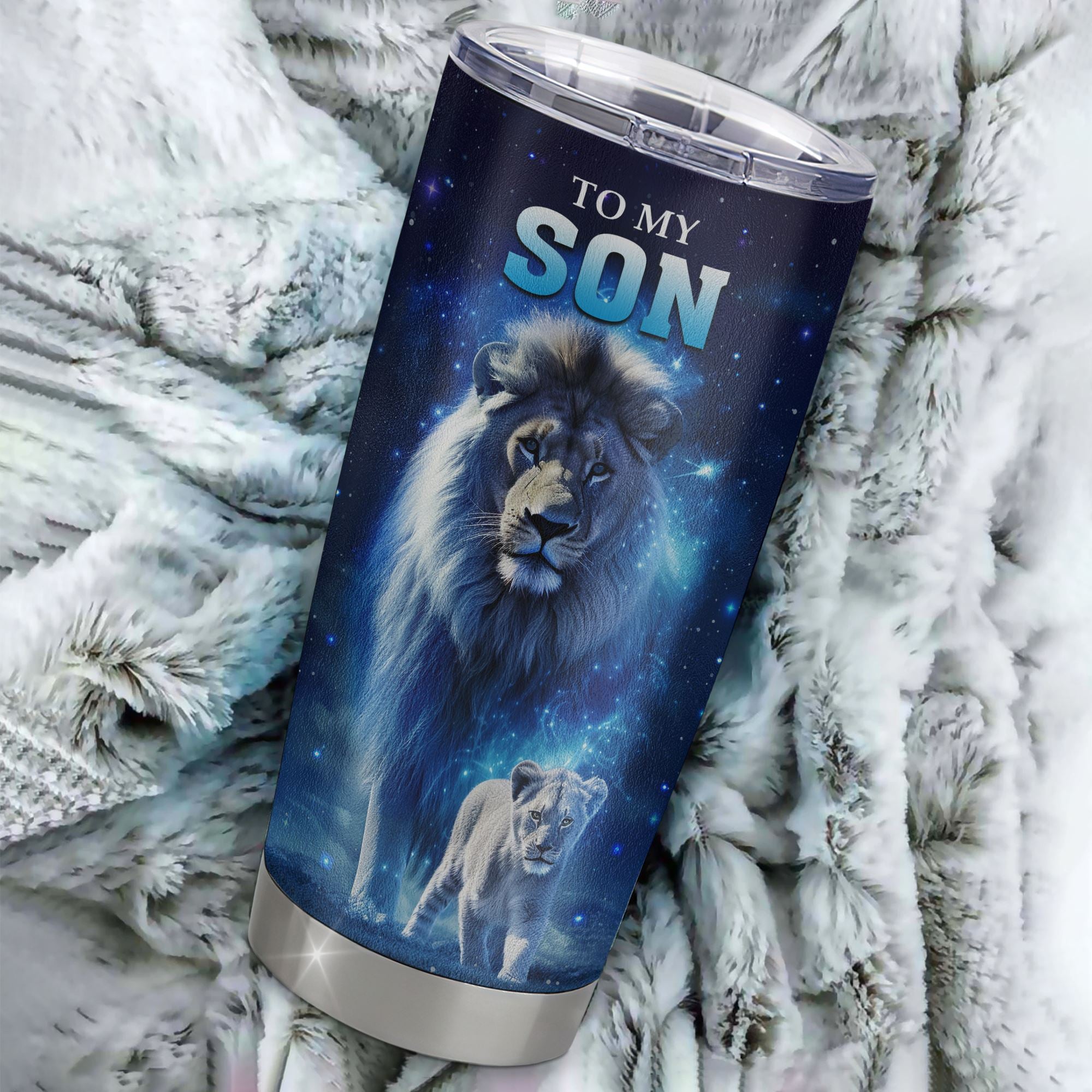 Personalized To My Son Lion From Mom Dad Mother Father Tumbler Stainless Steel Cup Believe Your Heart Son Gift Birthday Graduation Christmas Custom Travel Mug | siriusteestore