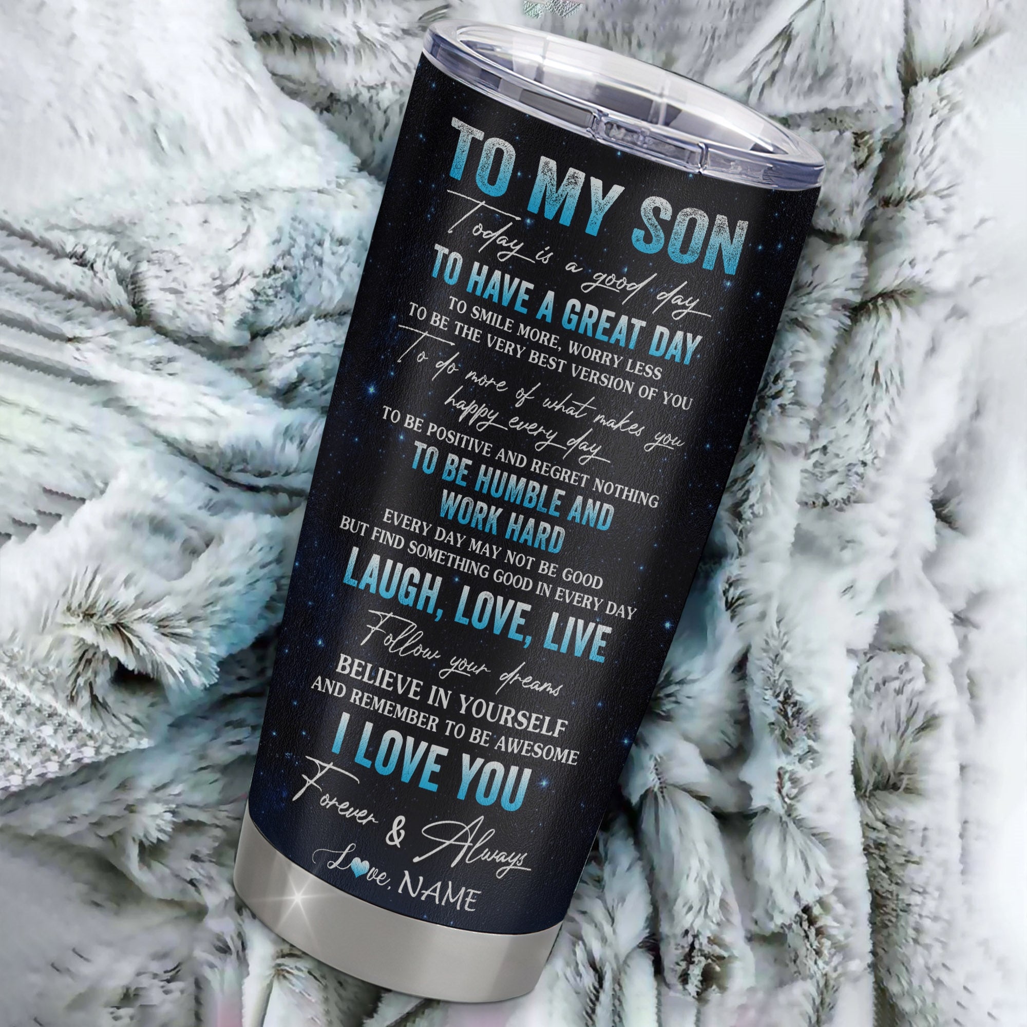 Personalized To My Son Lion From Mom Mother Stainless Steel Tumbler Cup Every Day Laugh Love Live Son Birthday Graduation Christmas Travel Mug | siriusteestore