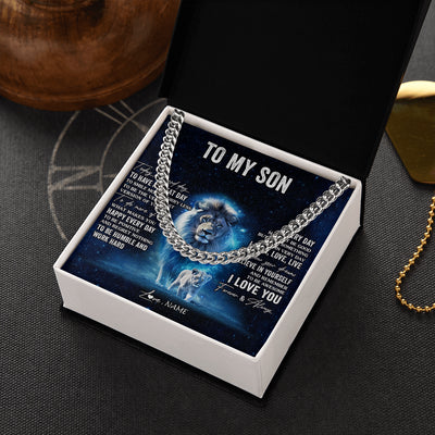 Cuban Link Chain Necklace Stainless Steel | 2 | Personalized To My Son Lion Necklace From Mom Mother Today Is A Good Day Son Gifts Birthday Graduation Christmas Customized Gift Box Message Card | siriusteestore