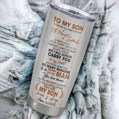 Personalized To My Son Lion Tumbler From Dad Father I Closed My Eyes Great Son Birthday Gifts Graduation Christmas Custom Stainless Steel Cup Travel Mug | siriusteestore