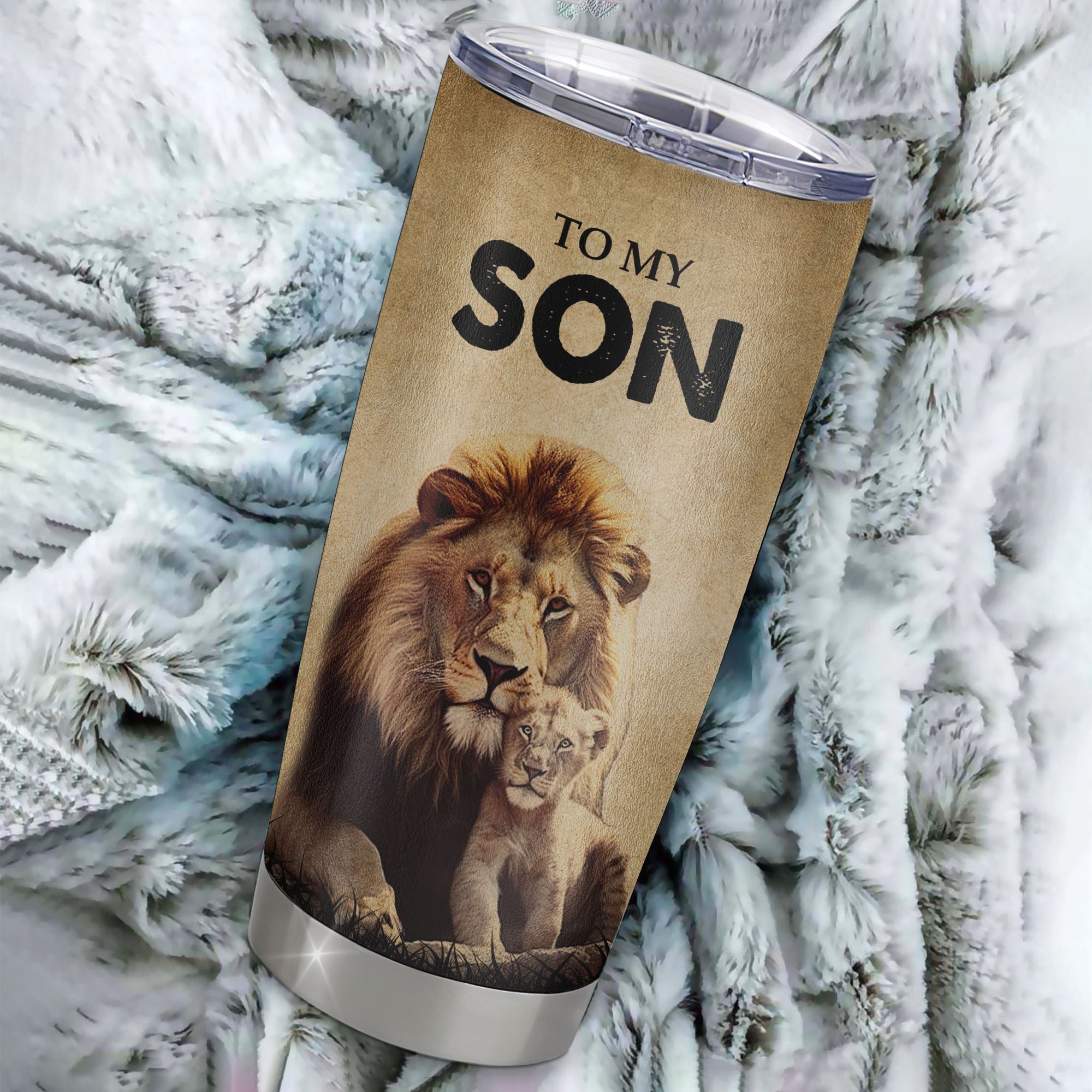 Personalized To My Son Lion Tumbler From Dad Father Stainless Steel Cup I'll Stay There Forever Son Birthday Graduation Christmas Travel Mug | siriusteestore