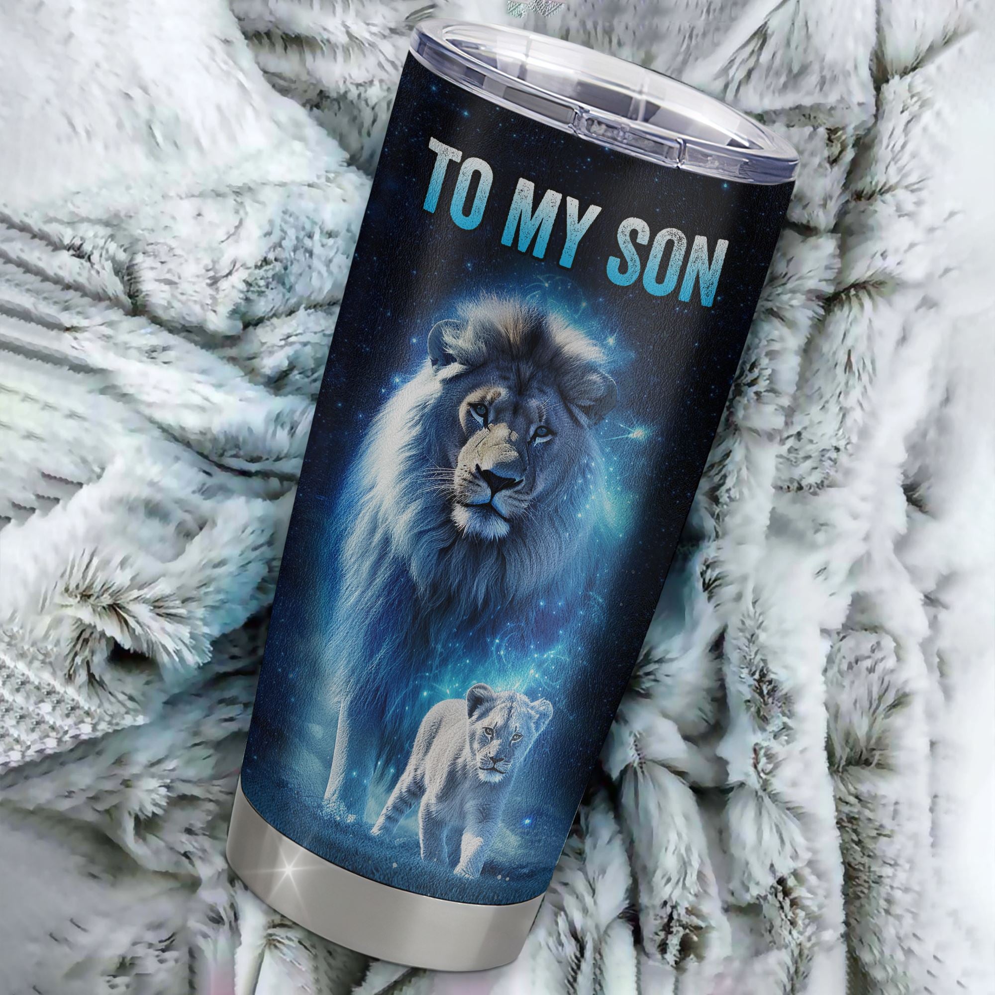 Personalized To My Son Lion Tumbler From Dad Father Stainless Steel Cup Today Is A Good Day Son Gifts Birthday Graduation Christmas Custom Travel Mug | siriusteestore