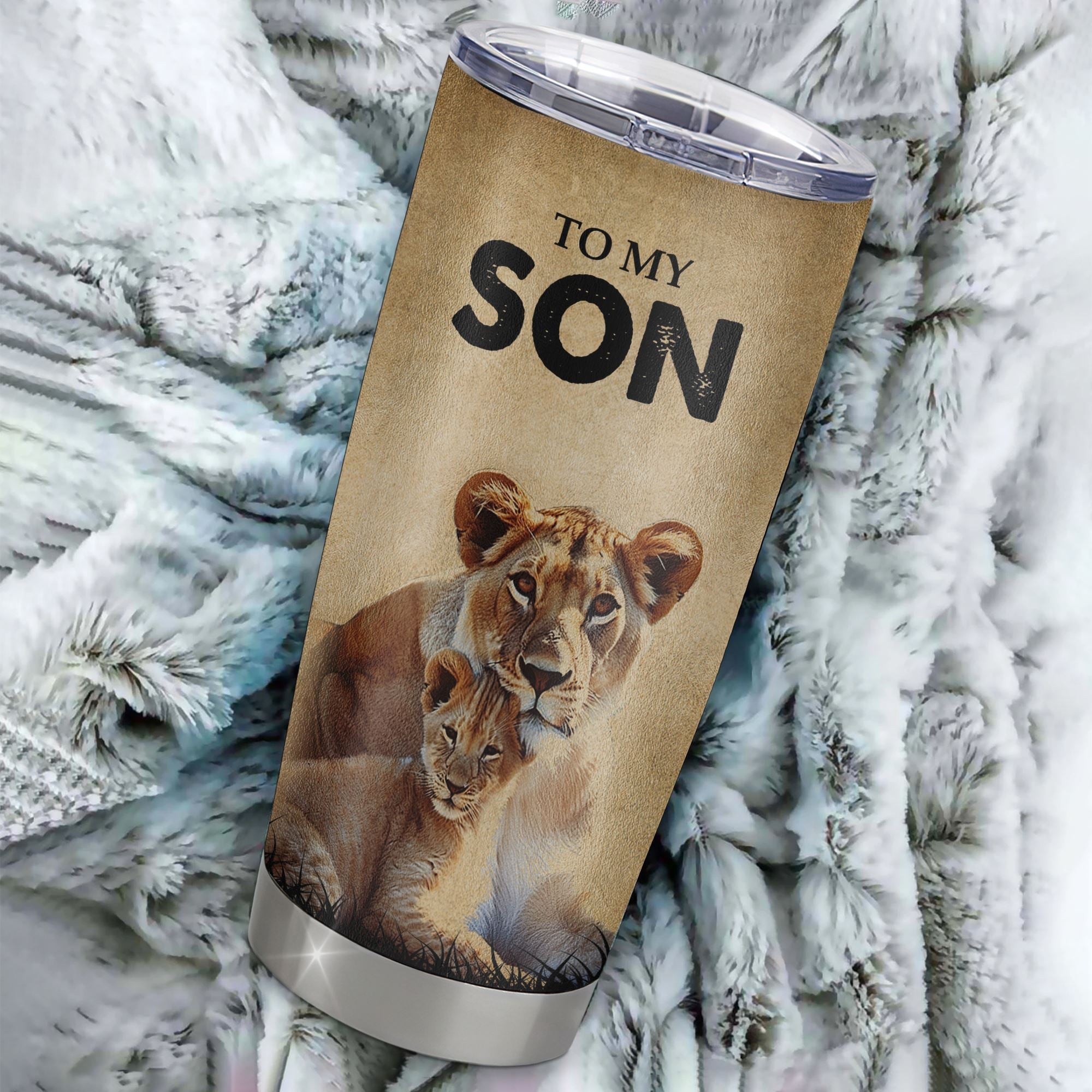 Personalized To My Son Lion Tumbler From Mom Mother Stainless Steel Cup I'll Stay There Forever Son Birthday Graduation Christmas Travel Mug | siriusteestore