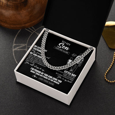 Cuban Link Chain Necklace Stainless Steel | 2 | Personalized To My Son Necklace From Dad Father My Boy My Friend Proud And Love Son Birthday Gifts Graduation Christmas Custom Gift Box Message Card | https://siriusteestore.