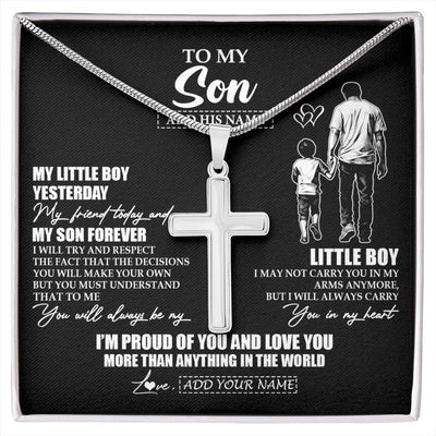 Stainless Cross Necklace Stainless Steel | 1 | Personalized To My Son Necklace From Dad Father My Boy My Friend Proud And Love Son Birthday Gifts Graduation Christmas Custom Gift Box Message Card | https://siriusteestore.