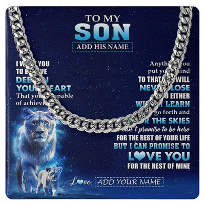 Cuban Link Chain Necklace Stainless Steel | 1 | Personalized To My Son Necklace From Mom Mother Believe Your Heart Son Gift Birthday Graduation Christmas Customized Gift Box Message Card | siriusteestore.myshopify