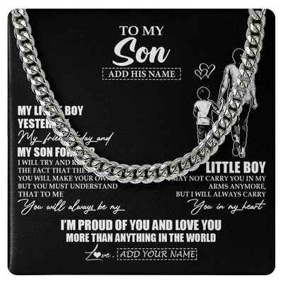 Cuban Link Chain Necklace Stainless Steel | 1 | Personalized To My Son Necklace From Mom Mother My Boy My Friend Proud And Love Son Birthday Gifts Graduation Christmas Custom Gift Box Message Card | https://siriusteestore.