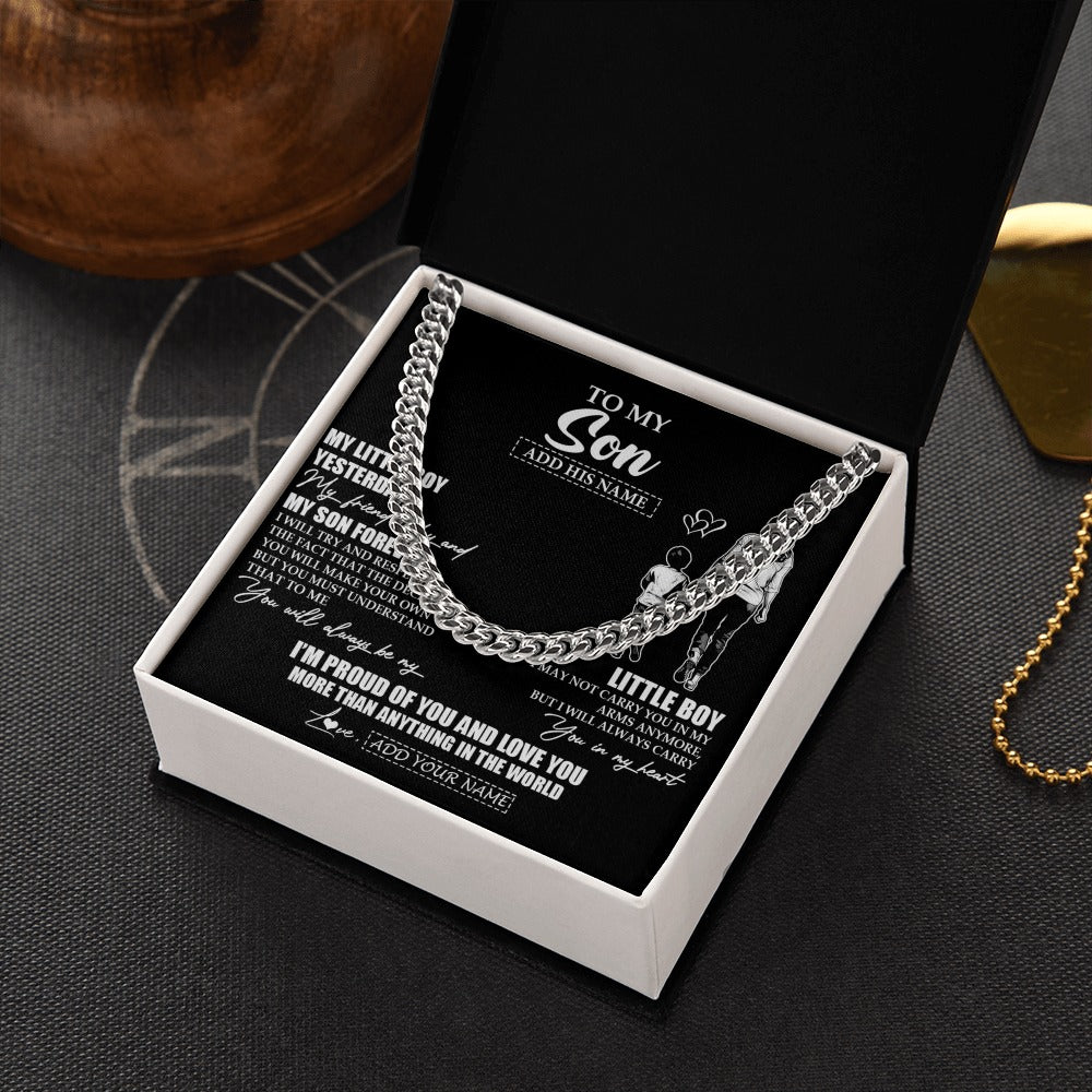 Cuban Link Chain Necklace Stainless Steel | 2 | Personalized To My Son Necklace From Mom Mother My Boy My Friend Proud And Love Son Birthday Gifts Graduation Christmas Custom Gift Box Message Card | https://siriusteestore.