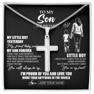 Stainless Cross Necklace Stainless Steel | 1 | Personalized To My Son Necklace From Mom Mother My Boy My Friend Proud And Love Son Birthday Gifts Graduation Christmas Custom Gift Box Message Card | https://siriusteestore.