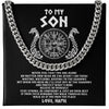 Cuban Link Chain Necklace Stainless Steel | 1 | Personalized To My Son Necklace Viking Never Feel You Are Alone Odin Scandinavian Norse Runes End Son Birthday Christmas Customized Gift Box Message Card | siriusteestore