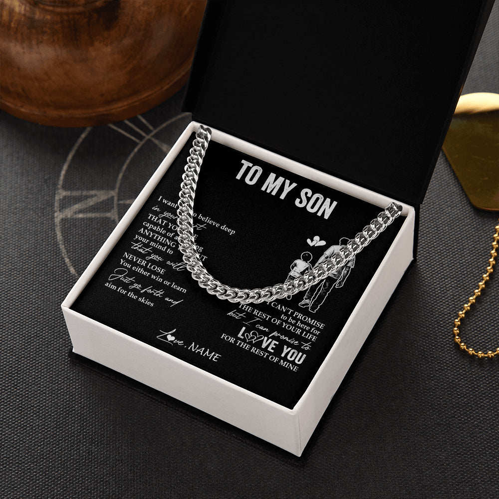 Cuban Link Chain Necklace Stainless Steel | 2 | Personalized To My Son Necklace You Will Never Lose From Dad Father Son Birthday Gifts Graduation Christmas Customized Gift Box Message Card | siriusteestore