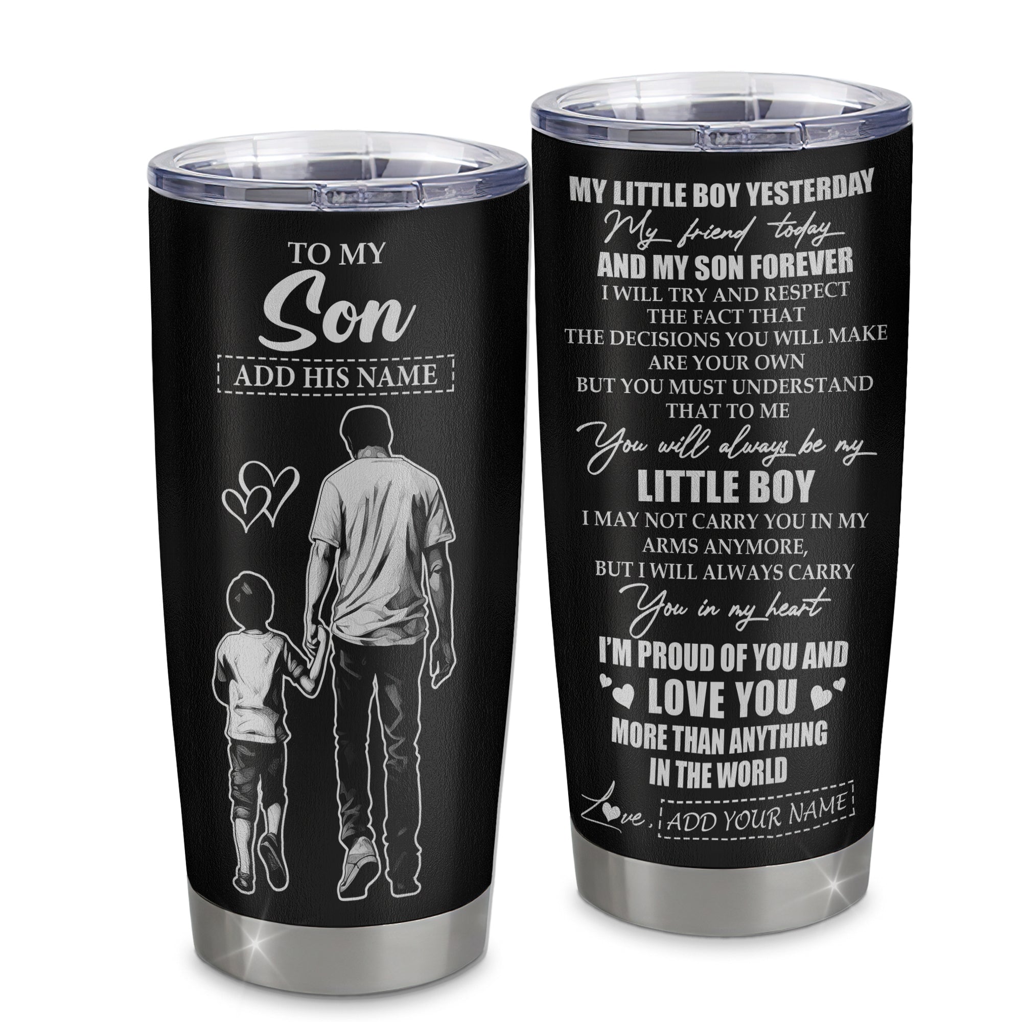 Personalized To My Son Tumbler From Dad Father My Little Boy My Friend Proud And Love Son Birthday Gifts Graduation Christmas Custom Stainless Steel Mug | siriusteestore