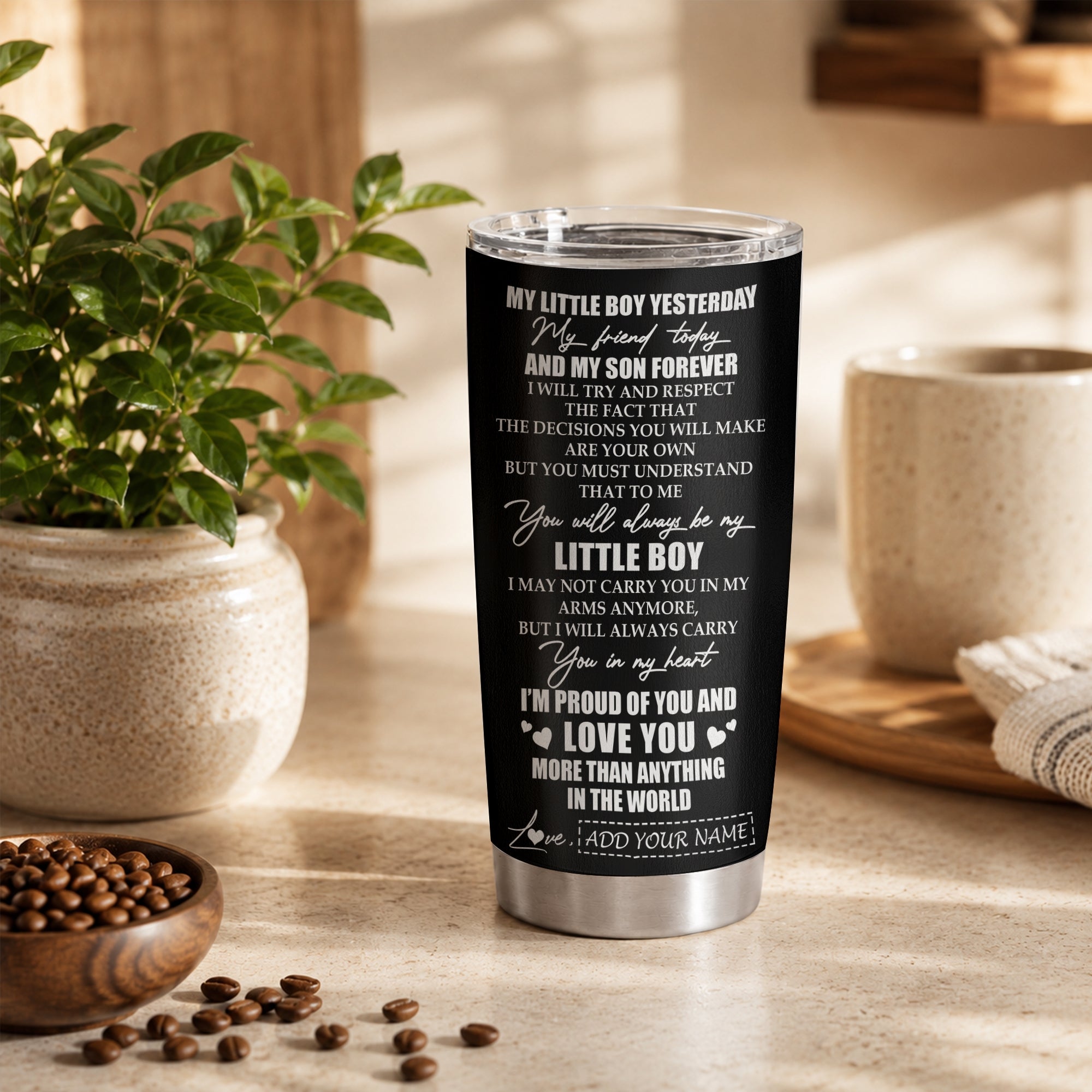 Personalized To My Son Tumbler From Dad Father My Little Boy My Friend Proud And Love Son Birthday Gifts Graduation Christmas Custom Stainless Steel Mug | siriusteestore