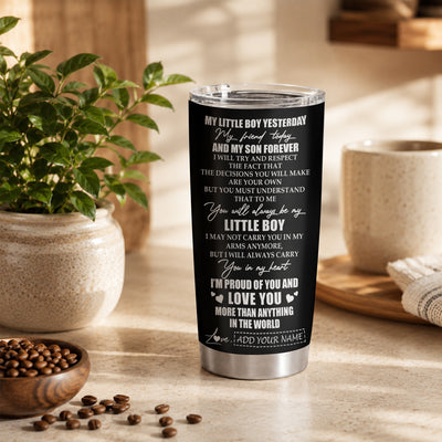 Personalized To My Son Tumbler From Dad Father My Little Boy My Friend Proud And Love Son Birthday Gifts Graduation Christmas Custom Stainless Steel Mug | siriusteestore