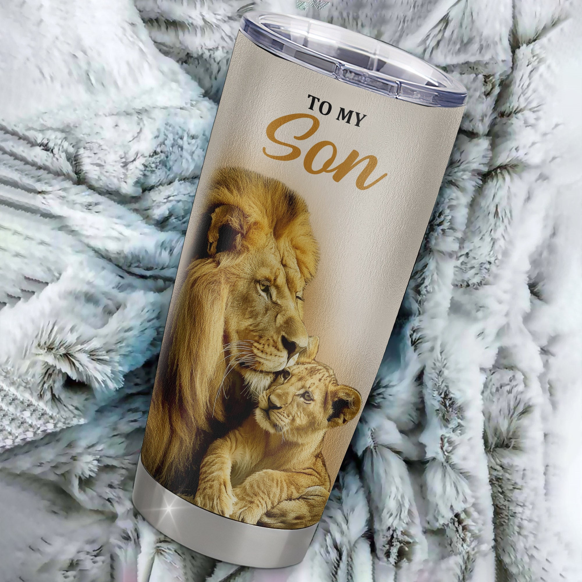 Personalized To My Son Tumbler From Dad Father Stainless Steel Cup Lion Never Feel That You Are Alone Great Son Birthday Christmas Travel Mug | siriusteestore