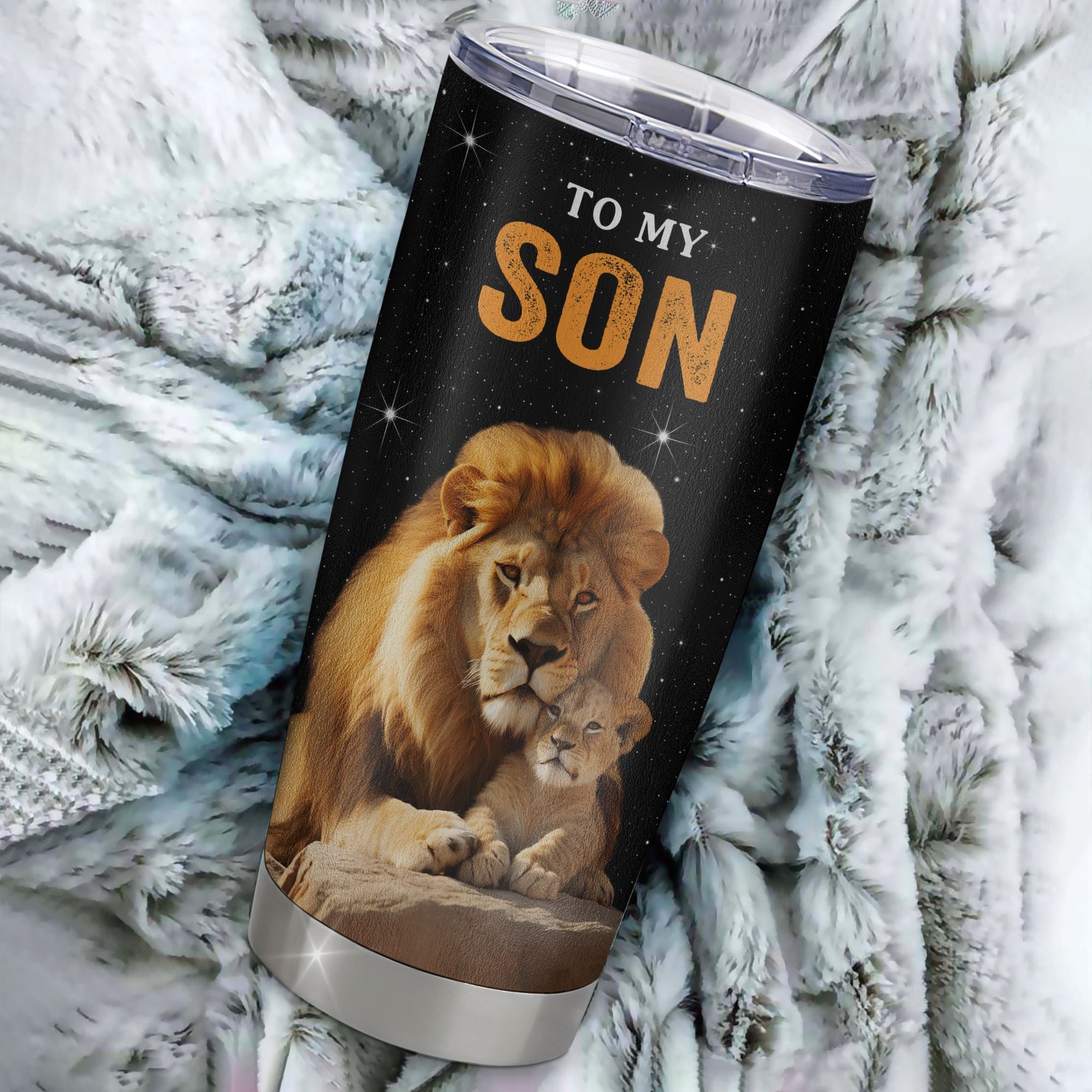 Personalized To My Son Tumbler From Dad Father Stainless Steel Cup Live Laugh Love Lion Son Birthday Gifts Positive Graduation Christmas Custom Travel Mug | siriusteestore