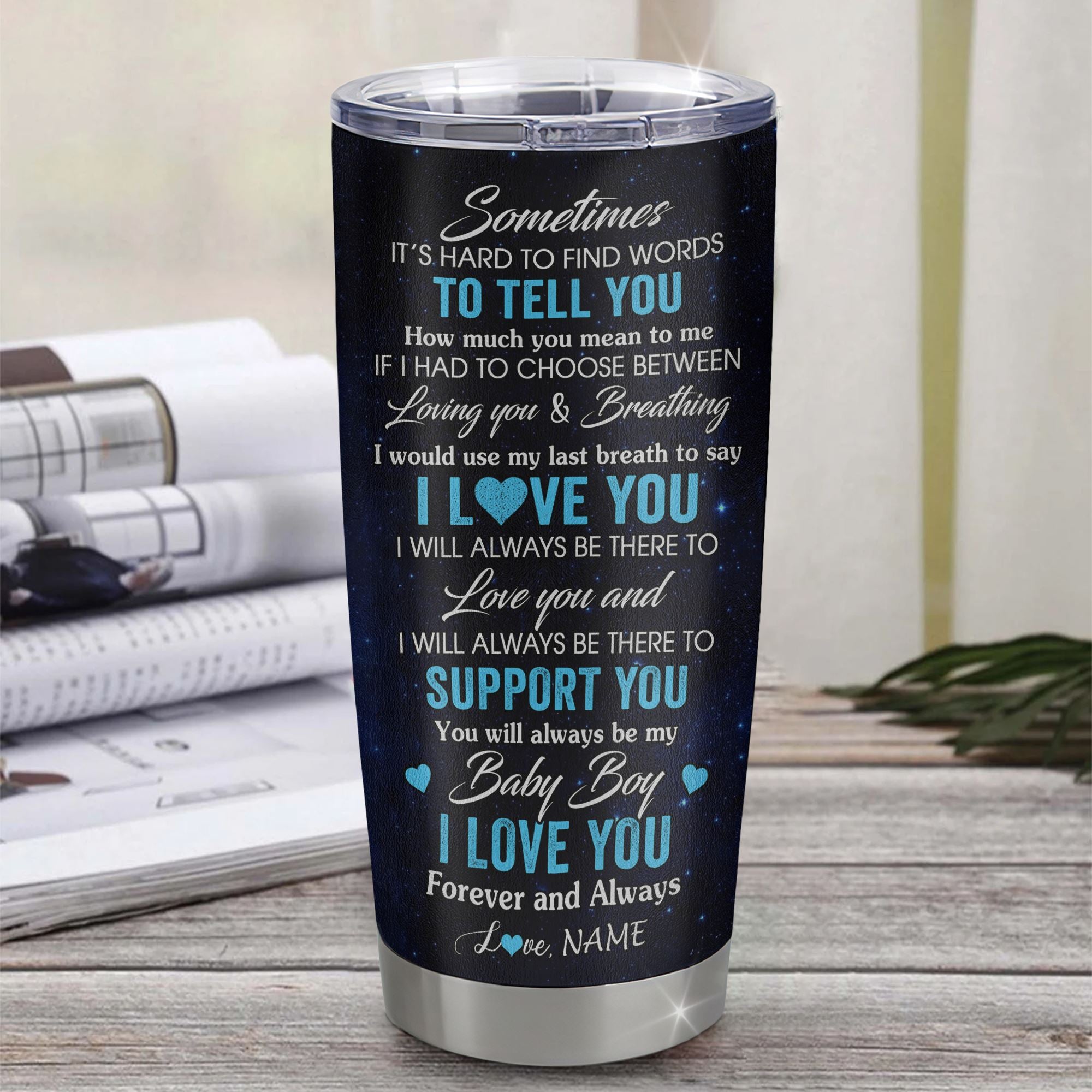 Personalized To My Son Tumbler From Dad Father Stainless Steel Cup Sometimes It's Hard Lion Son Gift Birthday Graduation Christmas Custom Travel Mug | siriusteestore