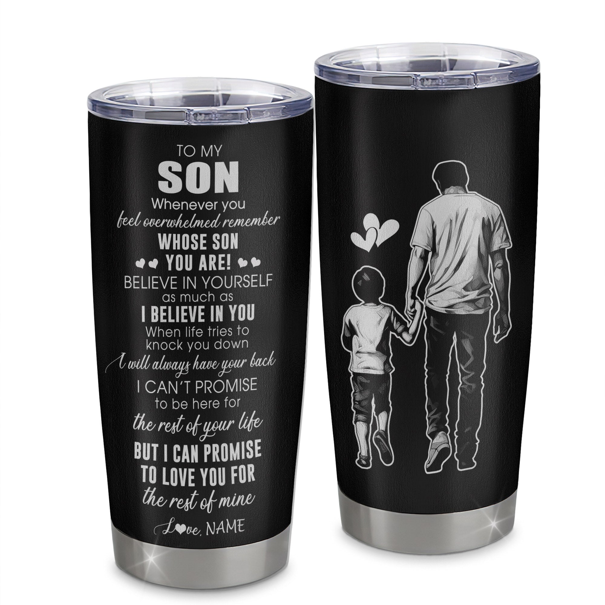Personalized To My Son Tumbler From Dad Father Stainless Steel Cup Whenever You Feel Overwhelmed Son Birthday Graduation Christmas Travel Mug | siriusteestore