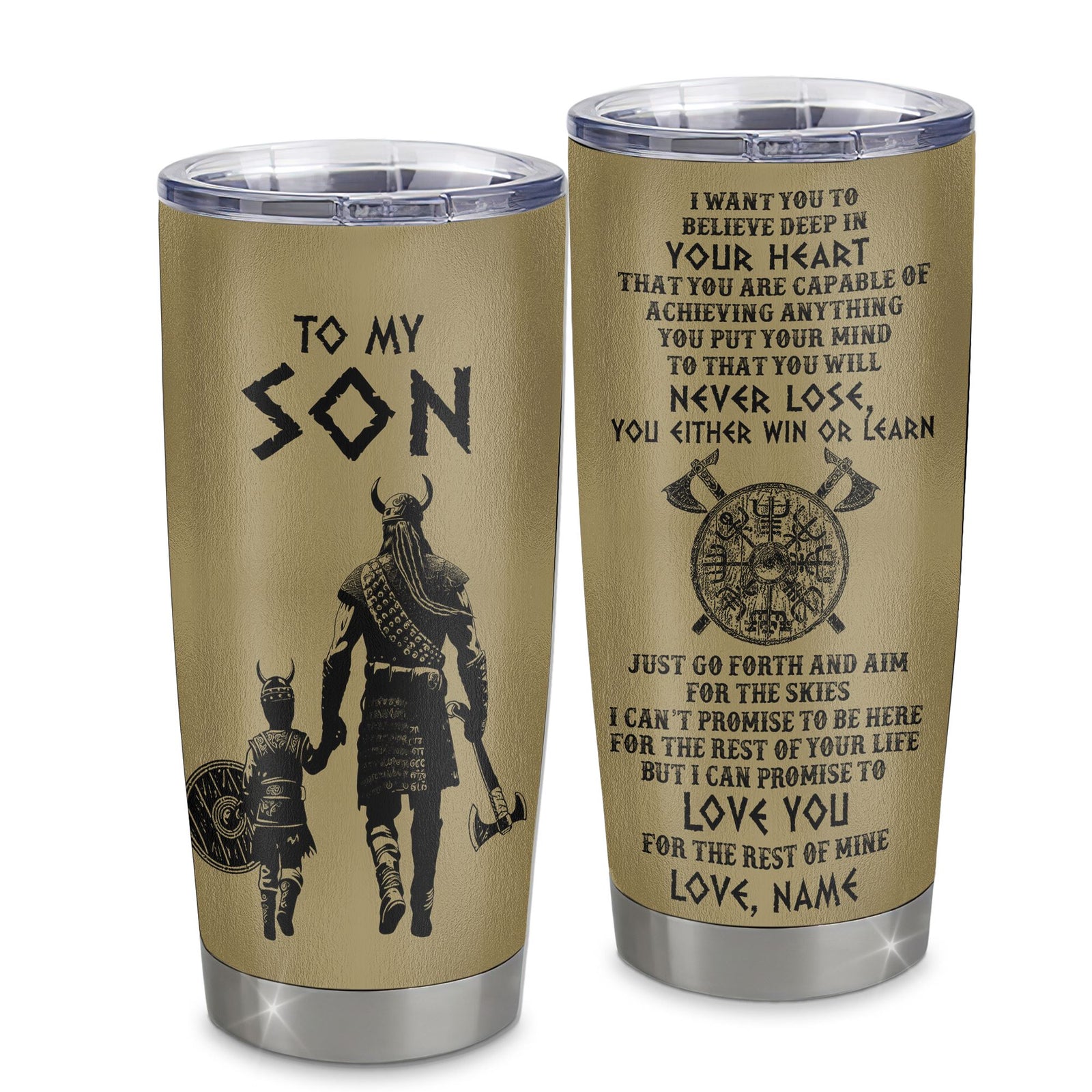 Personalized To My Son Tumbler From Dad Father Stainless Steel Cup You Will Never Lose Viking Son Birthday Gifts Graduation Christmas Custom Travel Mug | siriusteestore