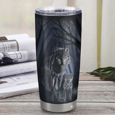 Personalized To My Son Tumbler From Mom Dad Father Mother Stainless Steel Cup Never Feel You Are Alone Wolf Son Birthday Graduation Christmas Travel Mug | siriusteestore
