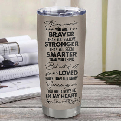 Personalized To My Son Tumbler From Mom Dad Mother Father Wolf Braver Stronger Smarter Son Birthday Graduation Christmas Custom Stainless Steel Cup Travel Mug | siriusteestore