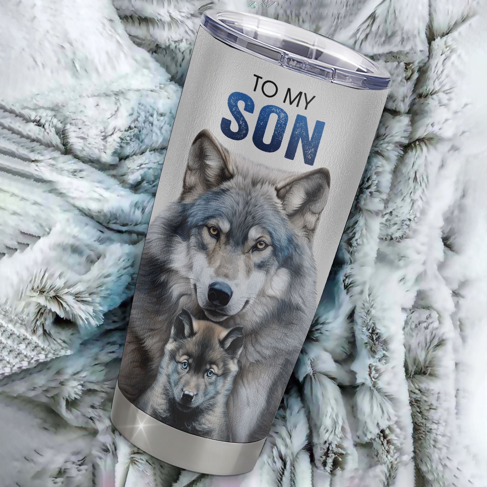 Personalized To My Son Tumbler From Mom Dad Mother Stainless Steel Cup I Close My Eyes For But A Moment Wolf Son Birthday Gifts Graduation Christmas Travel Mug | siriusteestore