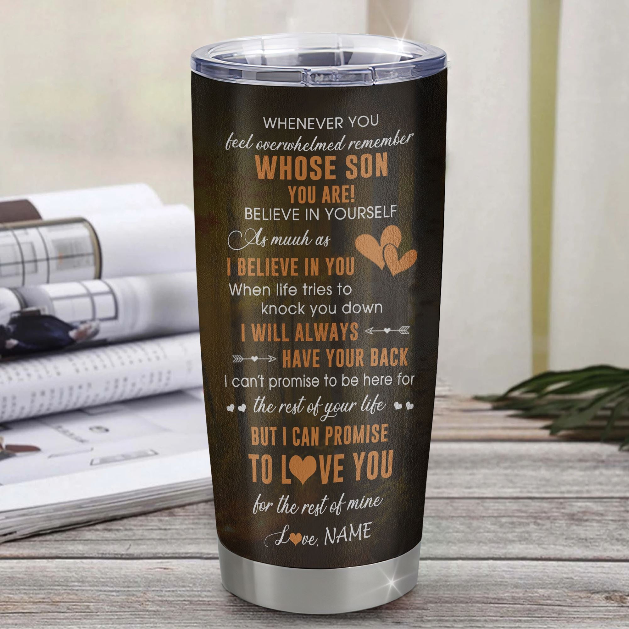 Personalized To My Son Tumbler From Mom Dad Mother Stainless Steel Cup Whenever You Feel Bear Son Birthday Gifts Graduation Christmas Custom Travel Mug | siriusteestore