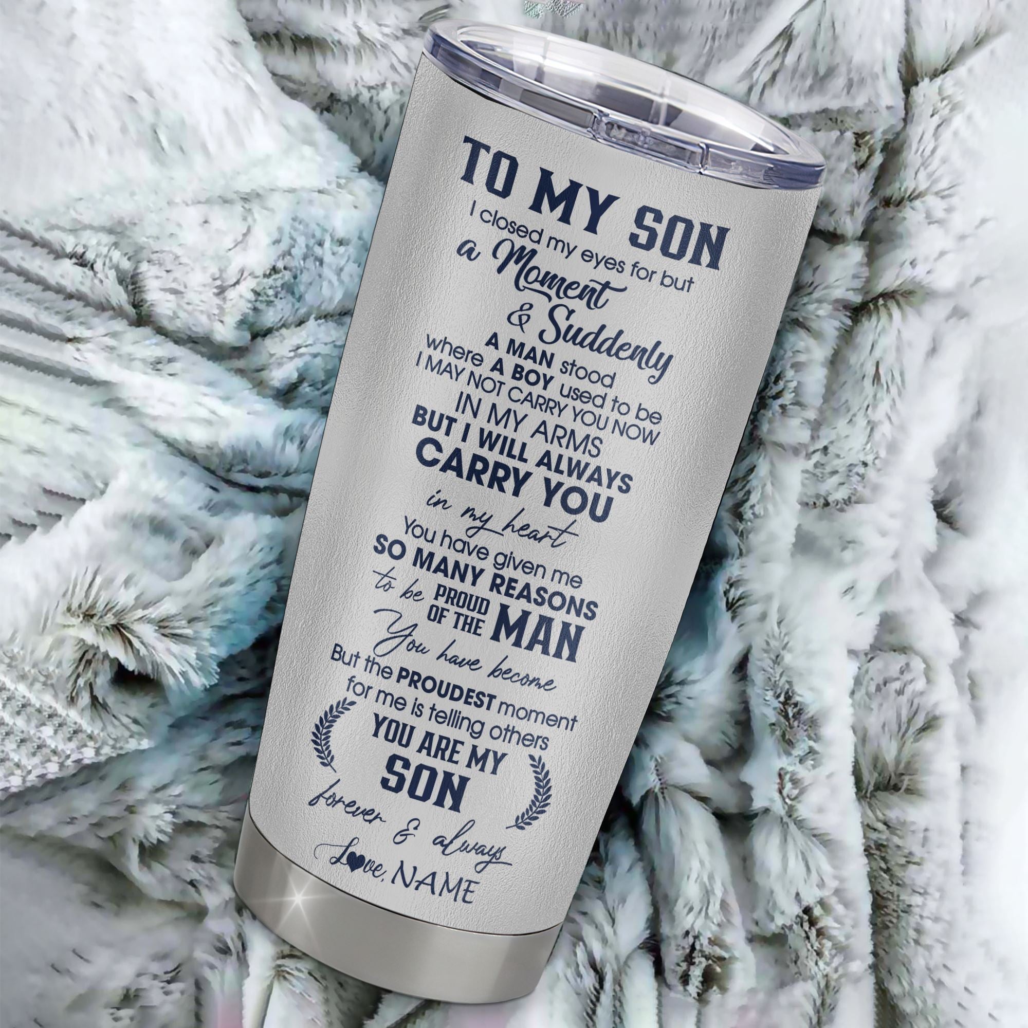 Personalized To My Son Tumbler From Mom Mother Dad Father Stainless Steel Cup I Close My Eyes Wolf Son Birthday Gifts Graduation Christmas Custom Travel Mug | siriusteestore