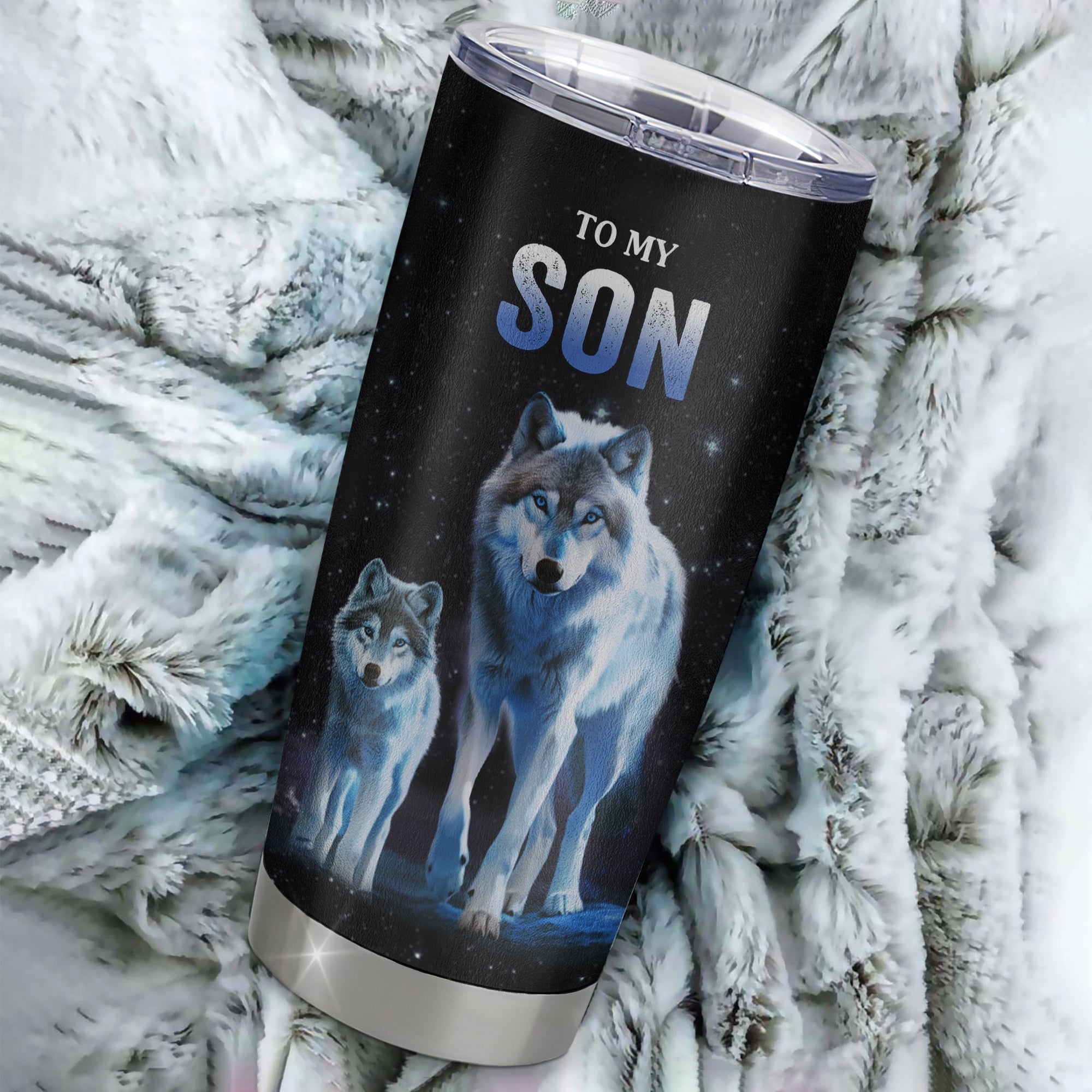 Personalized To My Son Tumbler From Mom Mother Dad Father Stainless Steel Cup Whenever You Feel Wolf Son Birthday Gifts Graduation Christmas Custom Travel Mug | siriusteestore