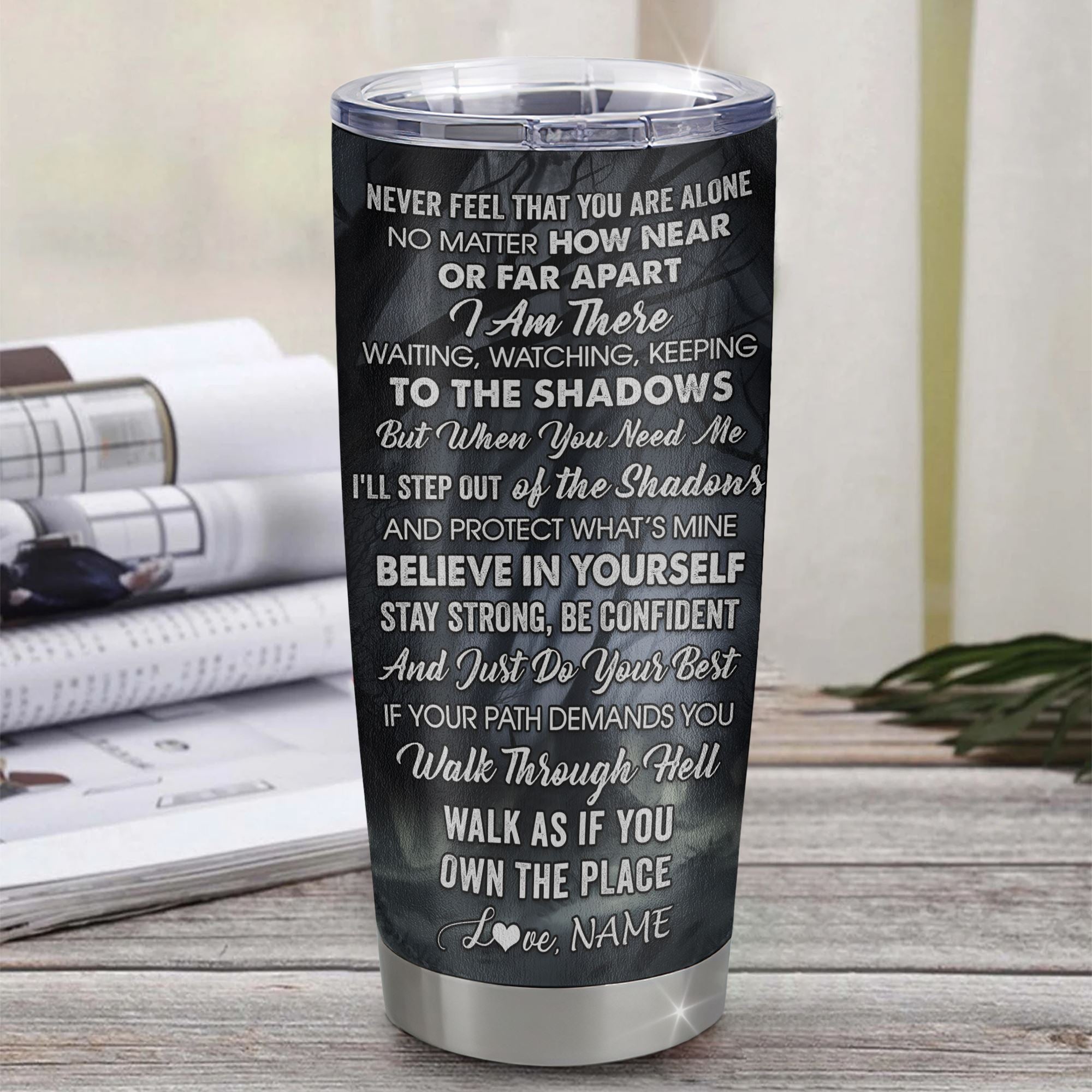 Personalized To My Son Tumbler From Mom Mother Dad Stainless Steel Cup Never Feel That You Are Alone Wolf Son Birthday Gifts Graduation Christmas Custom Travel Mug | siriusteestore