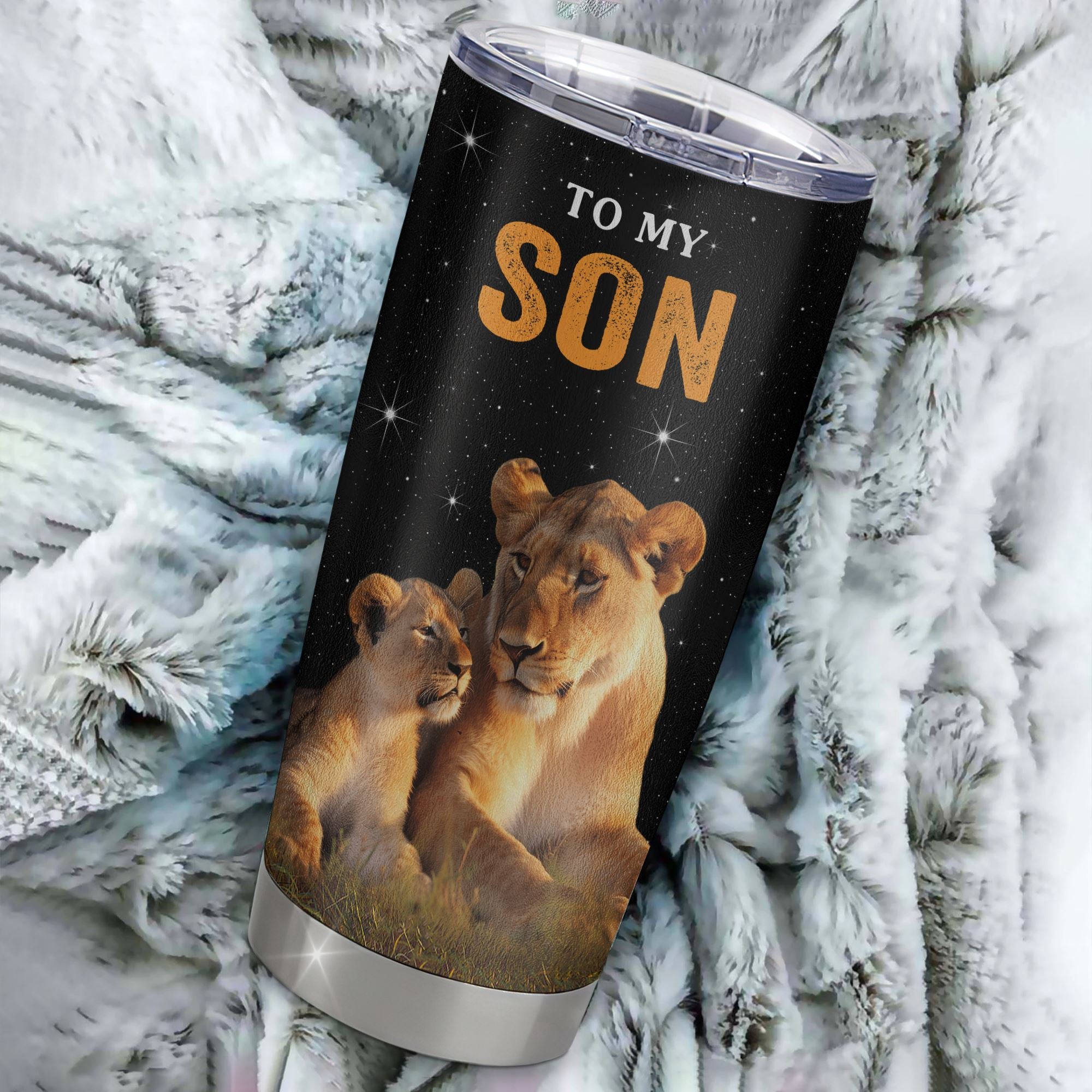 Personalized To My Son Tumbler From Mom Mother Stainless Steel Cup Live Laugh Love Lion Son Birthday Gifts Positive Graduation Christmas Custom Travel Mug | siriusteestore