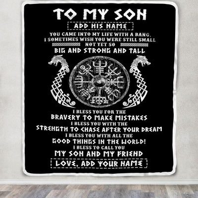 Personalized To My Son Viking Blanket From Dad My Son And My Friend Scandinavian Norse Runes Son Birthday Gifts Christmas Customized Bed Fleece Throw Blanket | siriusteestore