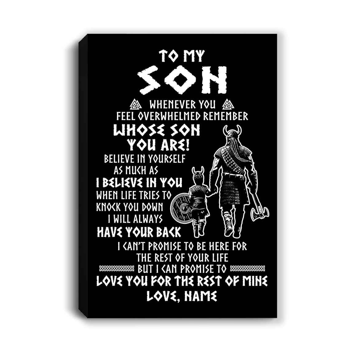 Personalized To My Son Viking Canvas From Dad Mother Father Whenever You Feel Overwhelmed Son Birthday Gifts Graduation Christmas Custom Wall Art Print Framed Canvas | siriusteestore