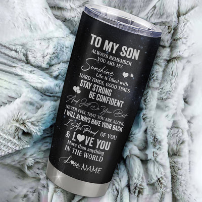 Personalized To My Son Wolf Tumbler From Mom Dad Mother Stainless Steel Cup Always Remember Son Birthday Graduation Christmas Travel Mug | siriusteestore