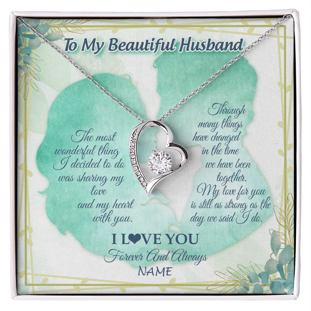 Forever Love Necklace | Personalized To My Soulmate From Husband My Heart With You Soulmate Valentines Wedding Day Birthday Christmas Jewelry Customized Gift Box Message Card | siriusteestore