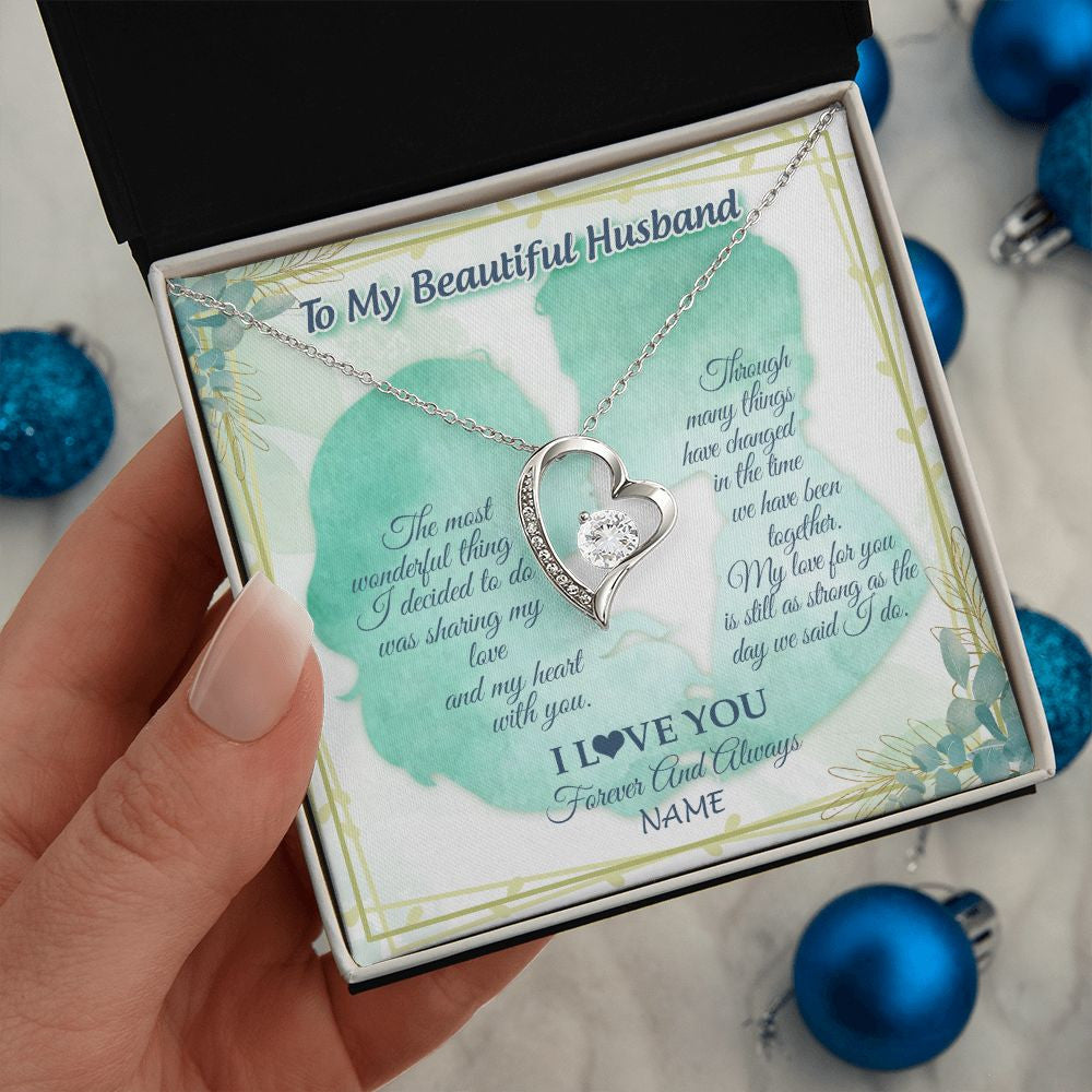 Forever Love Necklace | Personalized To My Soulmate From Husband My Heart With You Soulmate Valentines Wedding Day Birthday Christmas Jewelry Customized Gift Box Message Card | siriusteestore