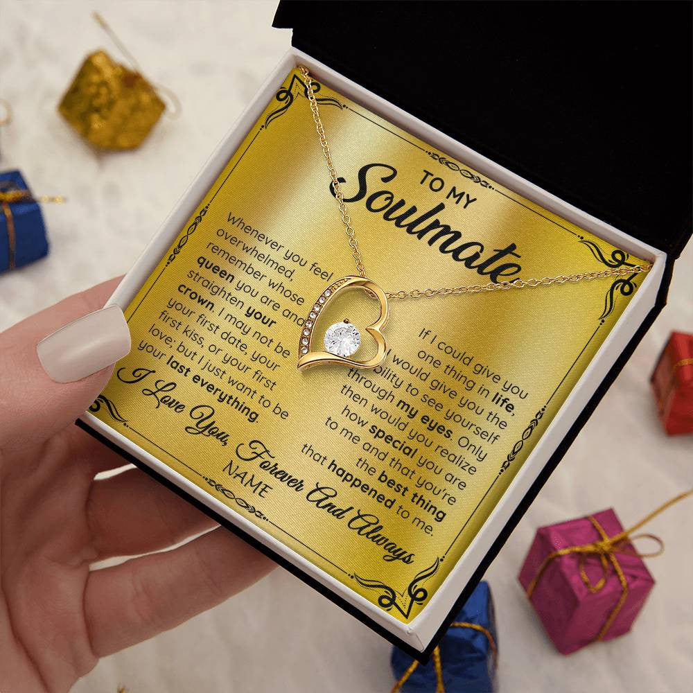 Forever Love Necklace 18K Yellow Gold Finish | 2 | Personalized To My Soulmate Necklace For Women Hot Wife Romantic From Husband Birthday Anniversary Wedding Valentines Day Customized Gift Box Message Card | siriusteestore