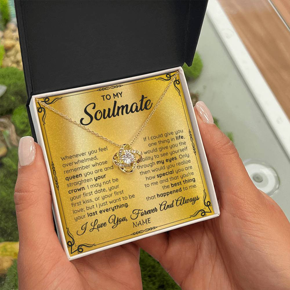 Love Knot Necklace 18K Yellow Gold Finish | 2 | Personalized To My Soulmate Necklace For Women Hot Wife Romantic From Husband Birthday Anniversary Wedding Valentines Day Customized Gift Box Message Card | siriusteestore