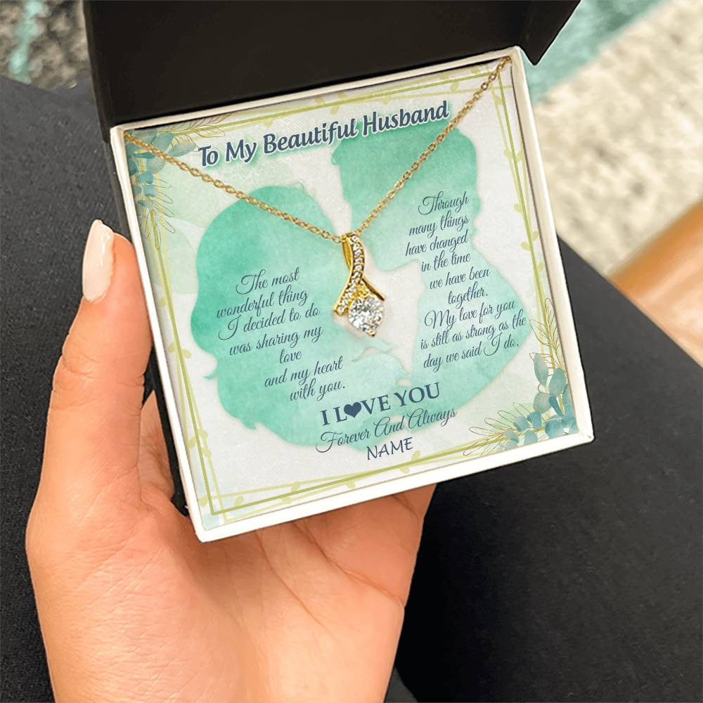 Alluring Beauty Necklace 18K Yellow Gold Finish | 2 | Personalized To My Soulmate Necklace From Husband My Heart With You Soulmate Valentines Wedding Day Birthday Christmas Customized Gift Box Message Card | siriusteestore