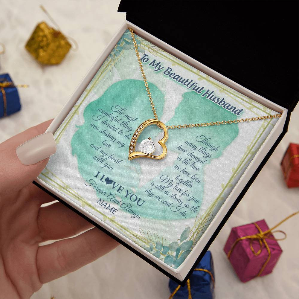 Forever Love Necklace 18K Yellow Gold Finish | 2 | Personalized To My Soulmate Necklace From Husband My Heart With You Soulmate Valentines Wedding Day Birthday Christmas Customized Gift Box Message Card | siriusteestore