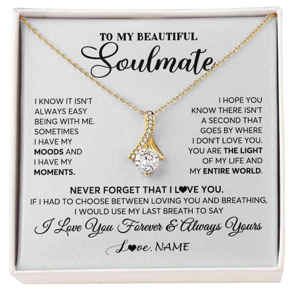 Alluring Beauty Necklace 18K Yellow Gold Finish | 1 | Personalized To My Soulmate Necklace From Husband You Are The Light Of My Life Wife Birthday Anniversary Valentines Day Customized Gift Box Message Card | siriusteestore