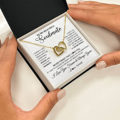 Interlocking Hearts Necklace 18K Yellow Gold Finish | 2 | Personalized To My Soulmate Necklace From Husband You Are The Light Of My Life Wife Birthday Anniversary Valentines Day Customized Gift Box Message Card | siriusteestore