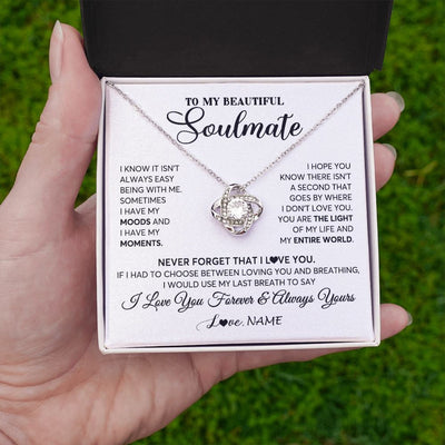 Love Knot Necklace | Personalized To My Soulmate Necklace From Husband You Are The Light Of My Life Wife Birthday Anniversary Valentines Day Customized Gift Box Message Card | siriusteestore