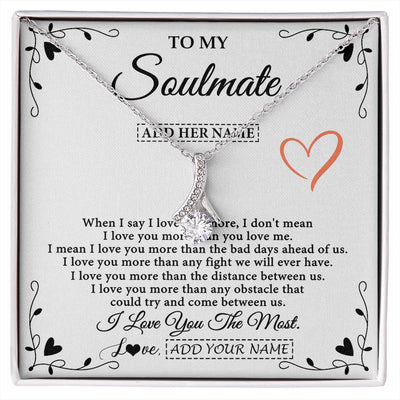 Alluring Beauty Necklace 14K White Gold Finish | 1 | Personalized To My Soulmate Necklace Gift For Her I Love You More Than Anything Pendant Love For Women Jewelry Birthday Gifts Christmas Gift Box Message Card | https://siriusteestore.