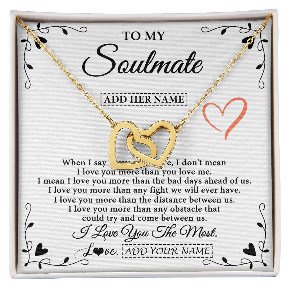 Interlocking Hearts Necklace 18K Yellow Gold Finish | 1 | Personalized To My Soulmate Necklace Gift For Her I Love You More Than Anything Pendant Love For Women Jewelry Birthday Gifts Christmas Gift Box Message Card | https://siriusteestore.