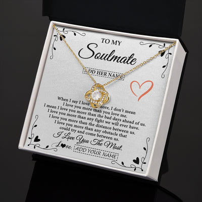 Love Knot Necklace 18K Yellow Gold Finish | 2 | Personalized To My Soulmate Necklace Gift For Her I Love You More Than Anything Pendant Love For Women Jewelry Birthday Gifts Christmas Gift Box Message Card | https://siriusteestore.