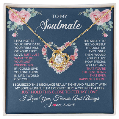 Love Knot Necklace 18K Yellow Gold Finish | 1 | Personalized To My Soulmate Necklace I Love You Romantic For Girlfriend Future Wife Anniversary Wedding Birthday Christmas Customized Gift Box Message Card | siriusteestore