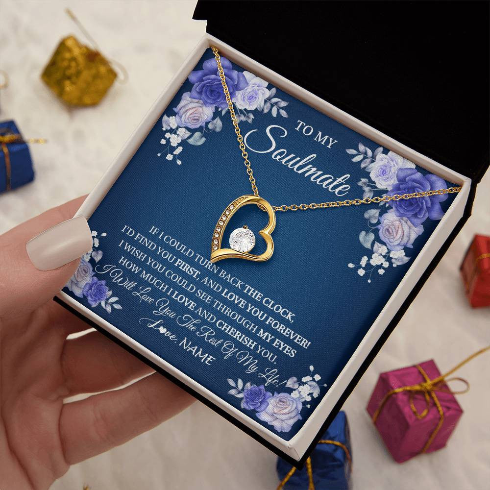 Forever Love Necklace 18K Yellow Gold Finish | 2 | Personalized To My Soulmate Necklace Love You Forever Future Wife Birthday Anniversary Valentines Day Christmas Jewelry Customized Gift Box Message Card | siriusteestore