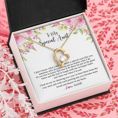 Forever Love Necklace 18K Yellow Gold Finish | Personalized To My Special Aunt Necklace From Niece Nephew Deserve A Special Aunt Pendant Birthday Monthers Day Christmas Customized Gift Box Message Card | siriusteestore